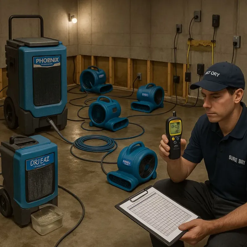 Structural Drying and Dehumidification process in Riverside, OH
